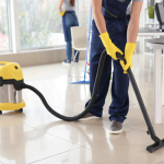 commercial cleaning team in office space