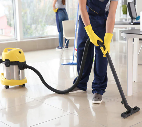 commercial cleaning team in office space